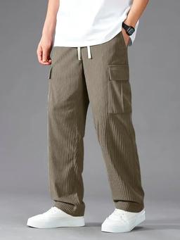 Vogaan Men's Cargo Pants | Corduroy Trousers for Men Loose Fit | Cargos for Men | Men Cargo Trouser